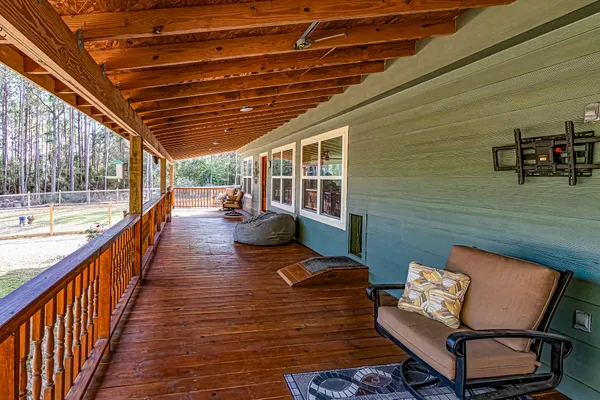 a outdoor space with wooden benches