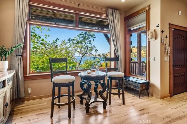 a spacious bedroom with a bed and a large window