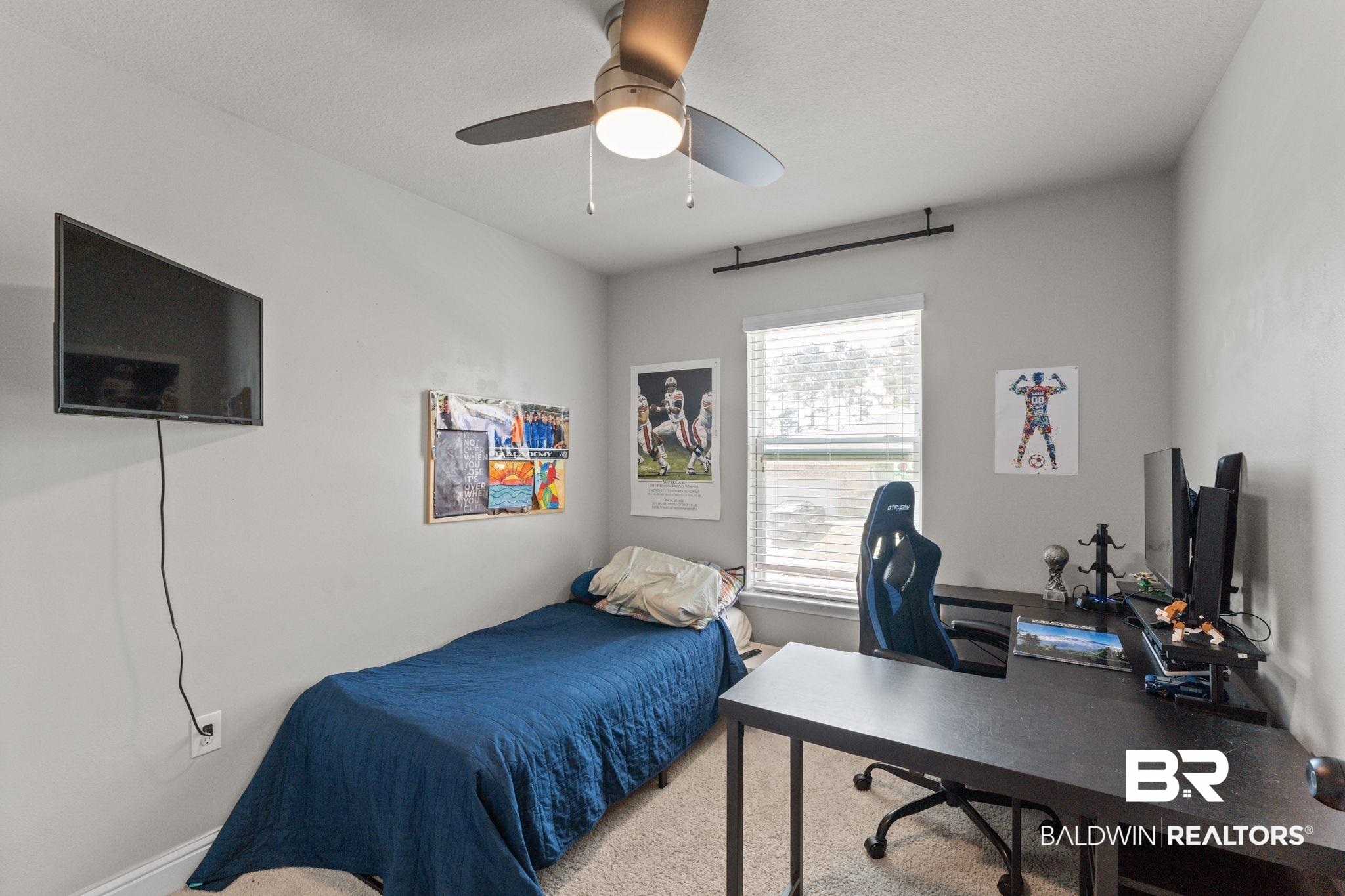 12711 Chickadee Lane Daphne, AL 36527 - Photo 23 of 39 Bedroom featuring an office area, a ceiling fan, and carpet