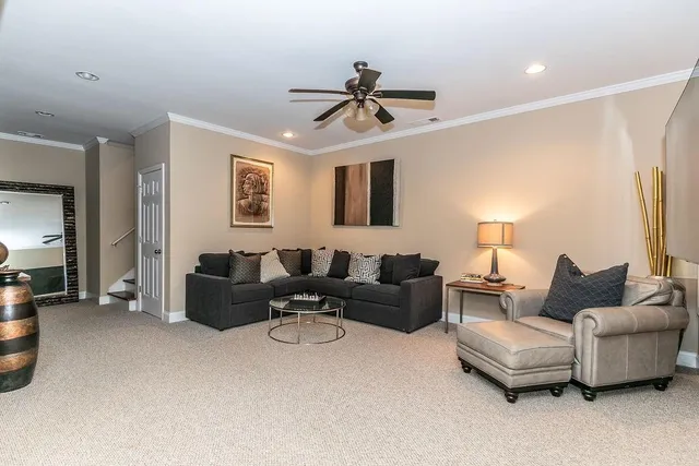 a living room with furniture