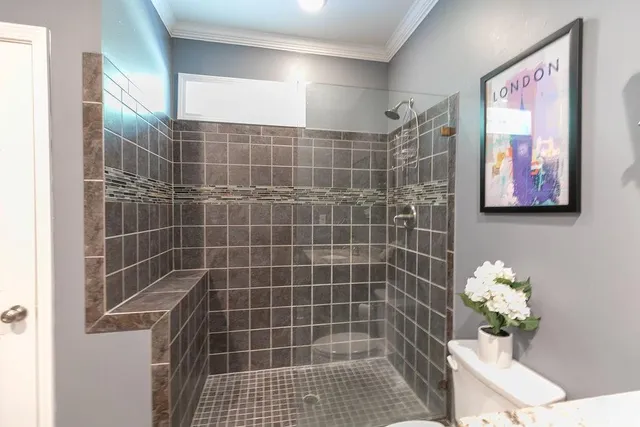 a bathroom with a shower