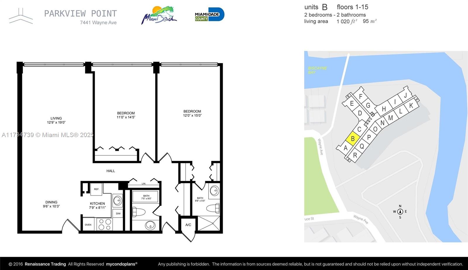 7441 Wayne Avenue, Unit 6B Miami Beach, FL 33141 - Photo 24 of 33 a picture of a floor plan