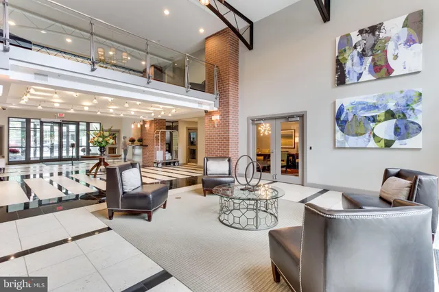 a view of a park with large trees