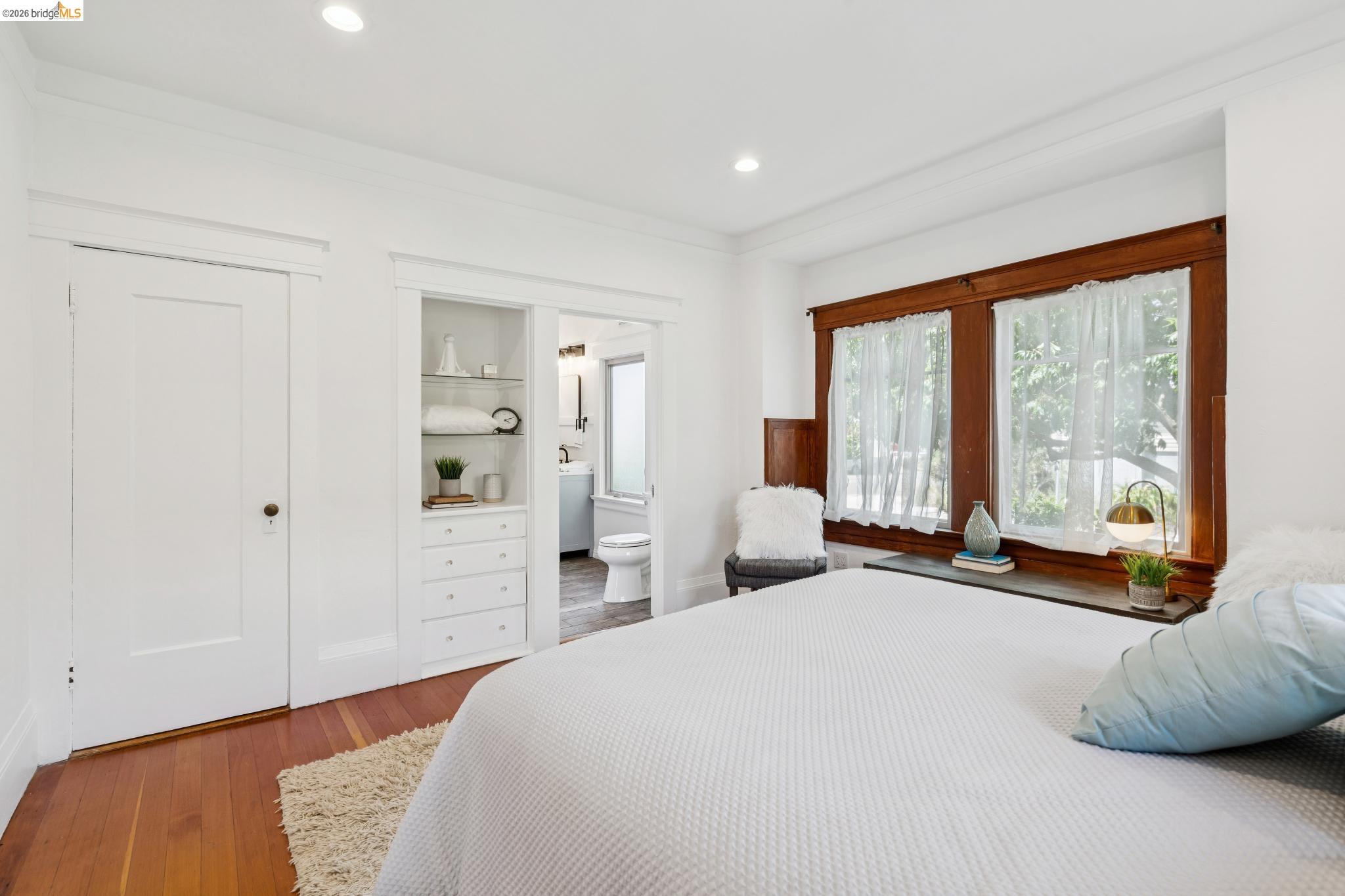 1701 Derby Street Berkeley, CA 94703 - Photo 24 of 39 Bedroom featuring wood-finish flooring, recessed lighting, and a built-in window seat