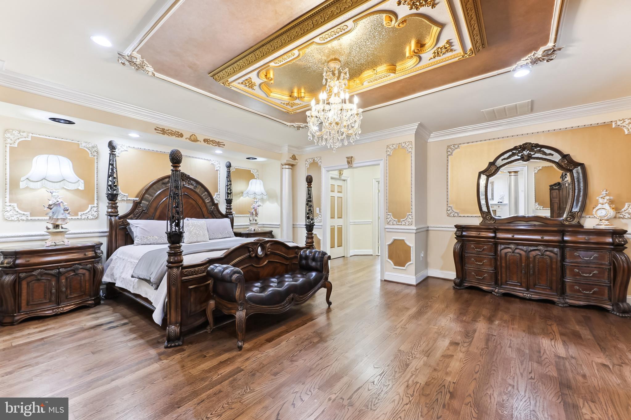 12792 Yates Ford Road Clifton, VA 20124 - Photo 45 of 117 Primary Bedroom, Crystal Chandelier, Hardwoods.