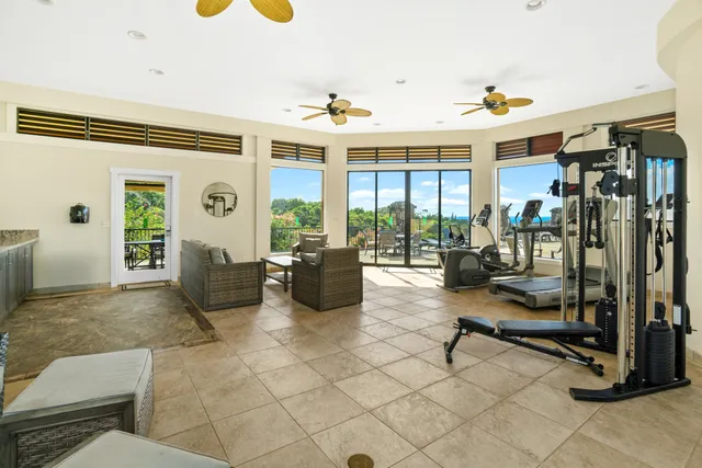 a living room with patio