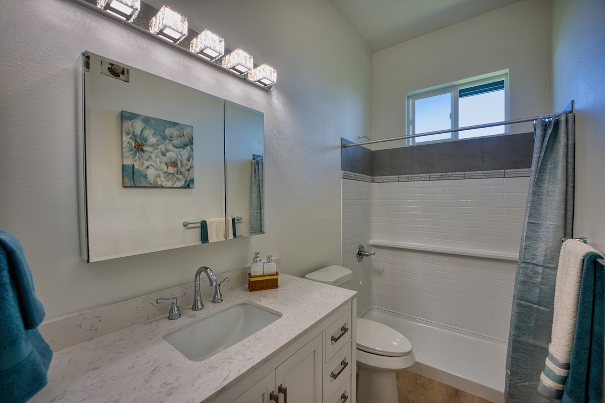 149 Halai Street Hilo, HI 96720 - Photo 22 of 26 a bathroom with a sink vanity granite toilet and a mirror