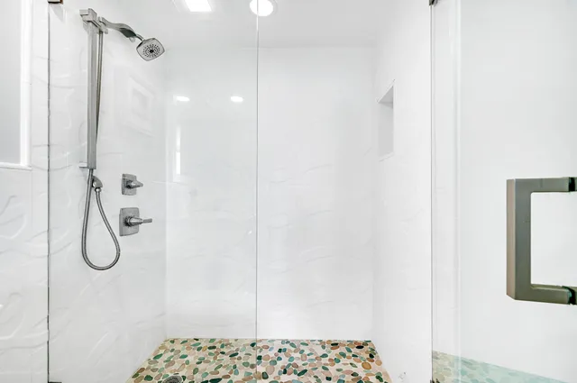 a bathroom with a shower
