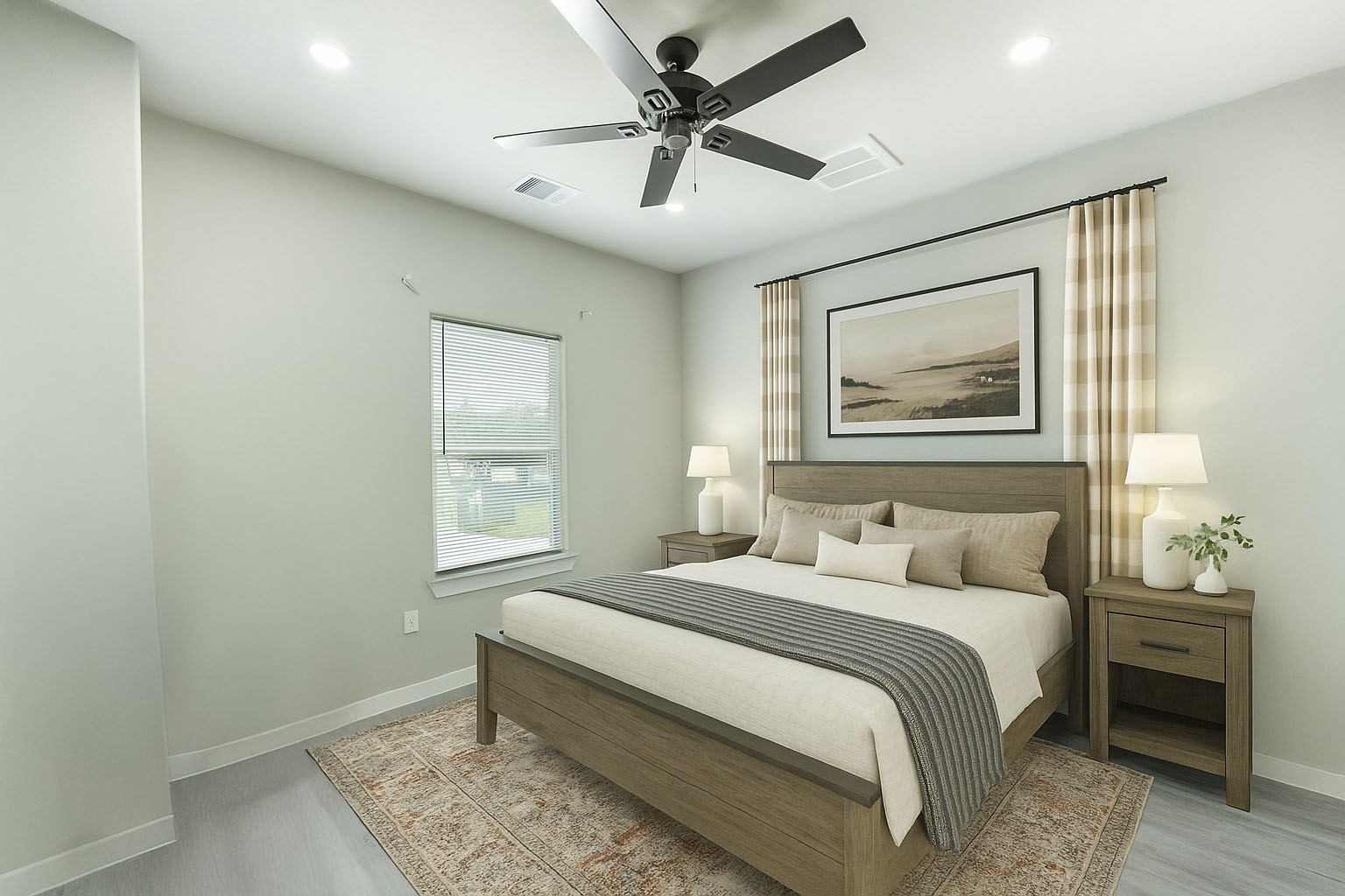 8157 Tate Street, Unit A Houston, TX 77028 - Photo 7 of 29 a bedroom with a bed and a chandelier