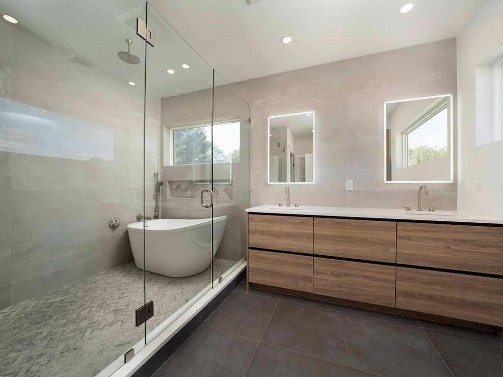 21 Cavanaugh Path Newton, MA 02459 - Photo 12 of 30 a spacious bathroom with a large tub and shower