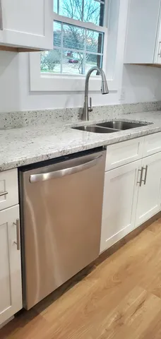 a bathroom with a bathtub