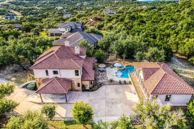 an aerial view of a house