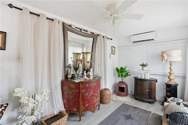 a view of a backyard with a tree