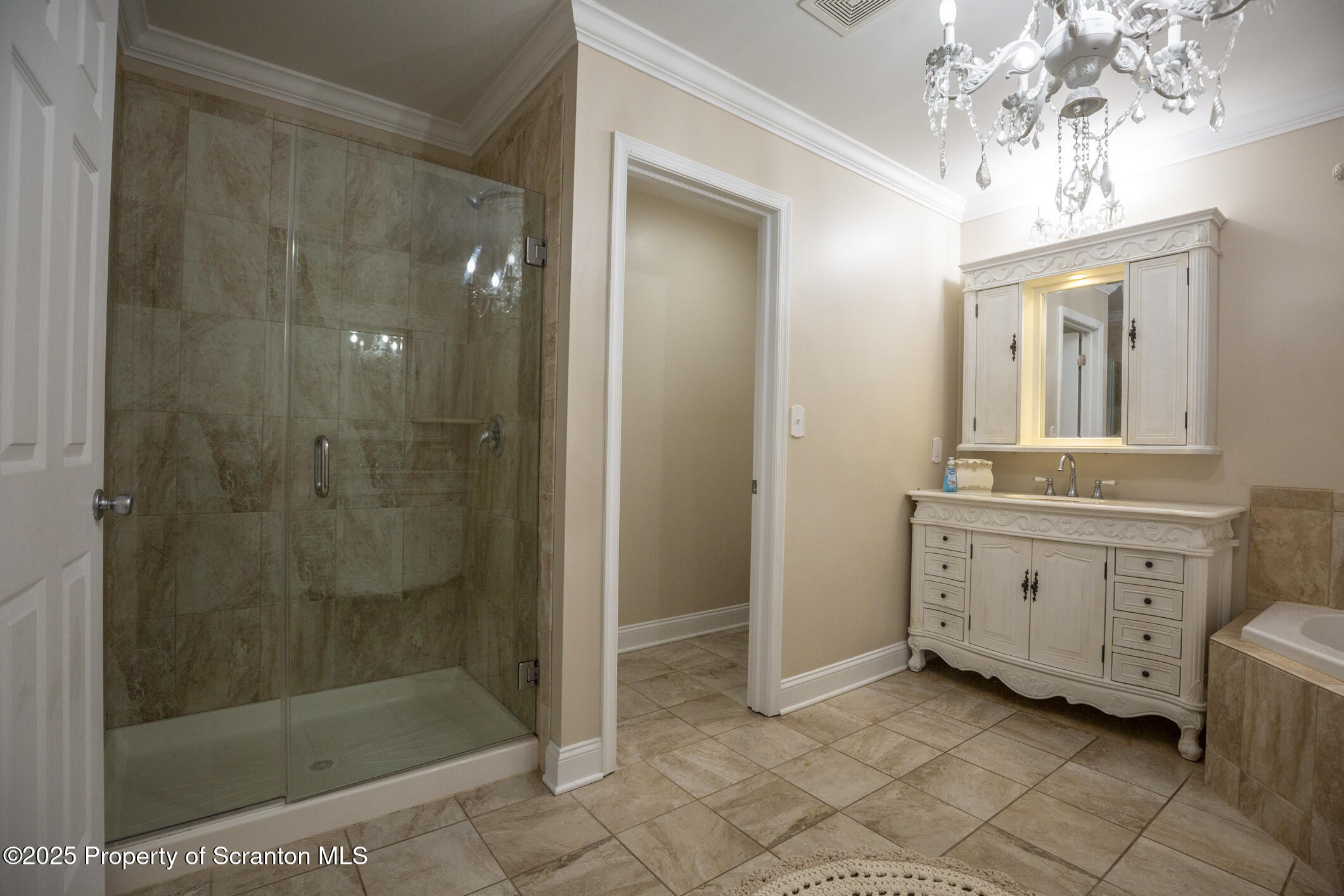 189 Long Run Road Drums, PA 18222 - Photo 70 of 72 a bathroom with a granite countertop sink a mirror and a shower