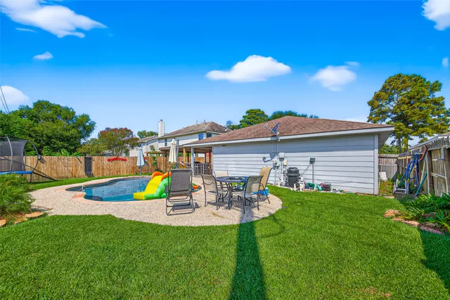 a view of a park with slide