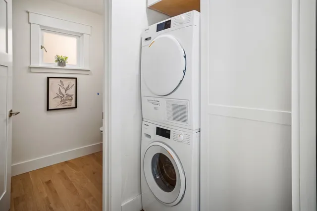 a view of entryway with wooden floor