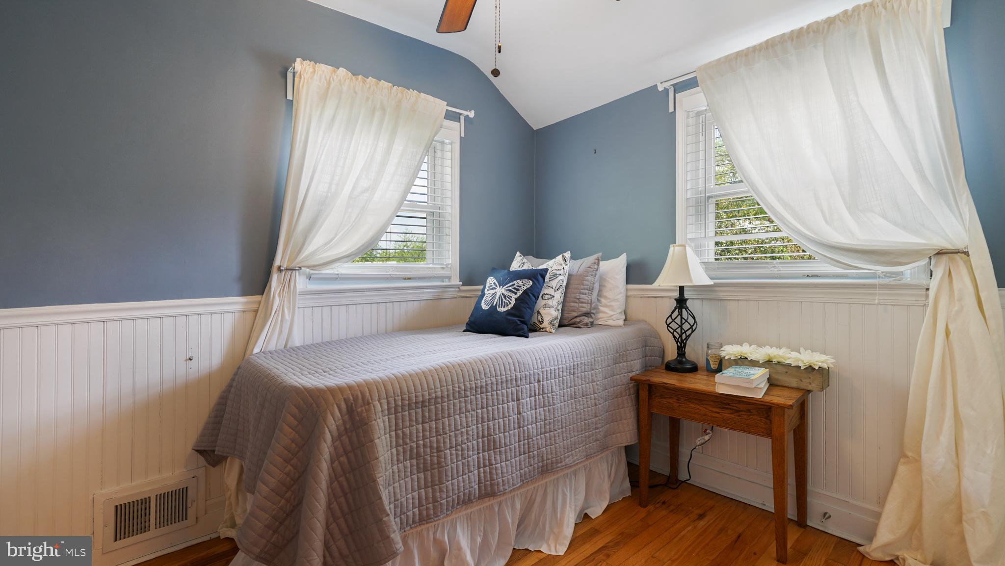 2709 Byron Street Silver Spring, MD 20902 - Photo 12 of 21 3rd BR w/ ceiling fan, wood floor & wainscoting