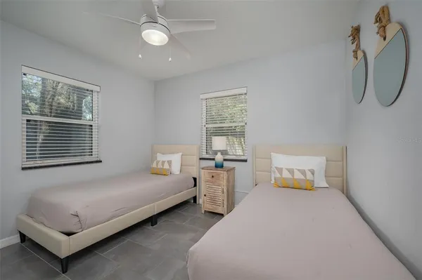 a bedroom with bed and window