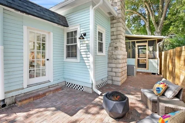 a backyard of a house with lots of green space