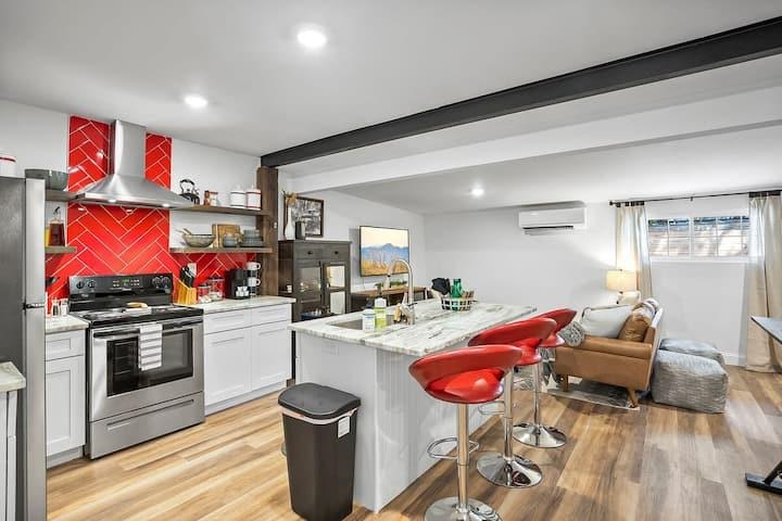 111 Colon Avenue St. Augustine, FL 32084 - Photo 46 of 46 a kitchen with stainless steel appliances granite countertop a stove and cabinets