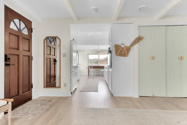 a view of balcony with furniture