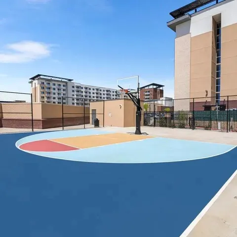 a view of a swimming pool with a chair