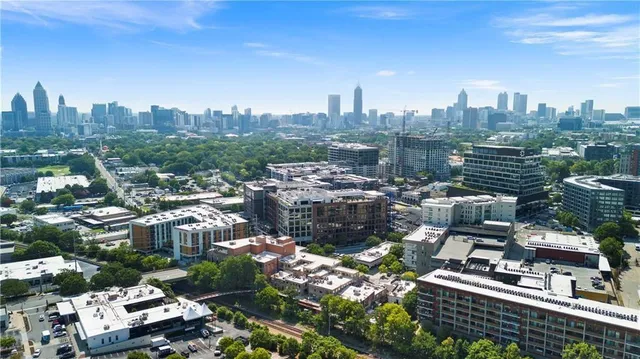a view of city with tall buildings