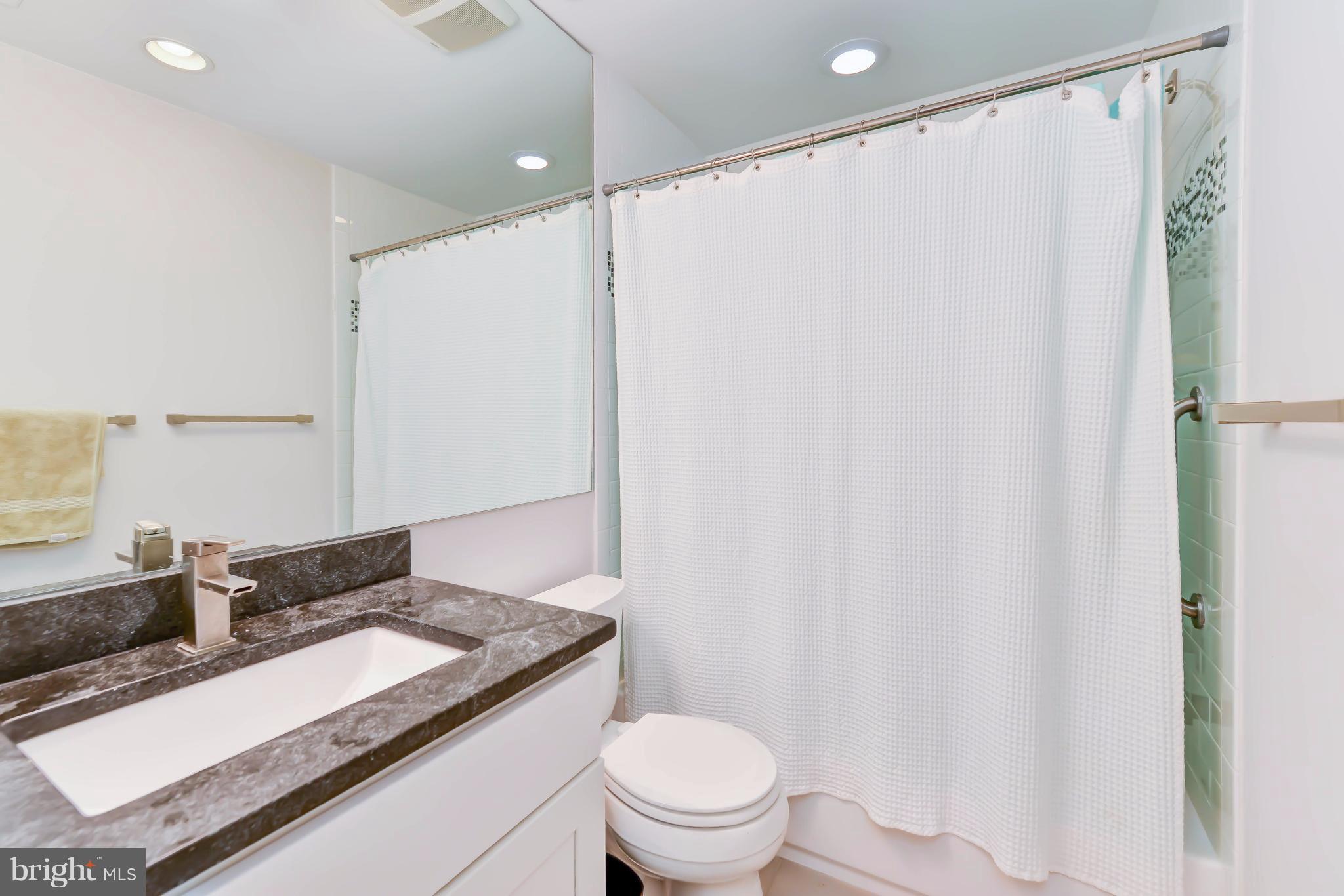 2126 Military Road Arlington, VA 22207 - Photo 28 of 29 a bathroom with a granite countertop sink and a mirror