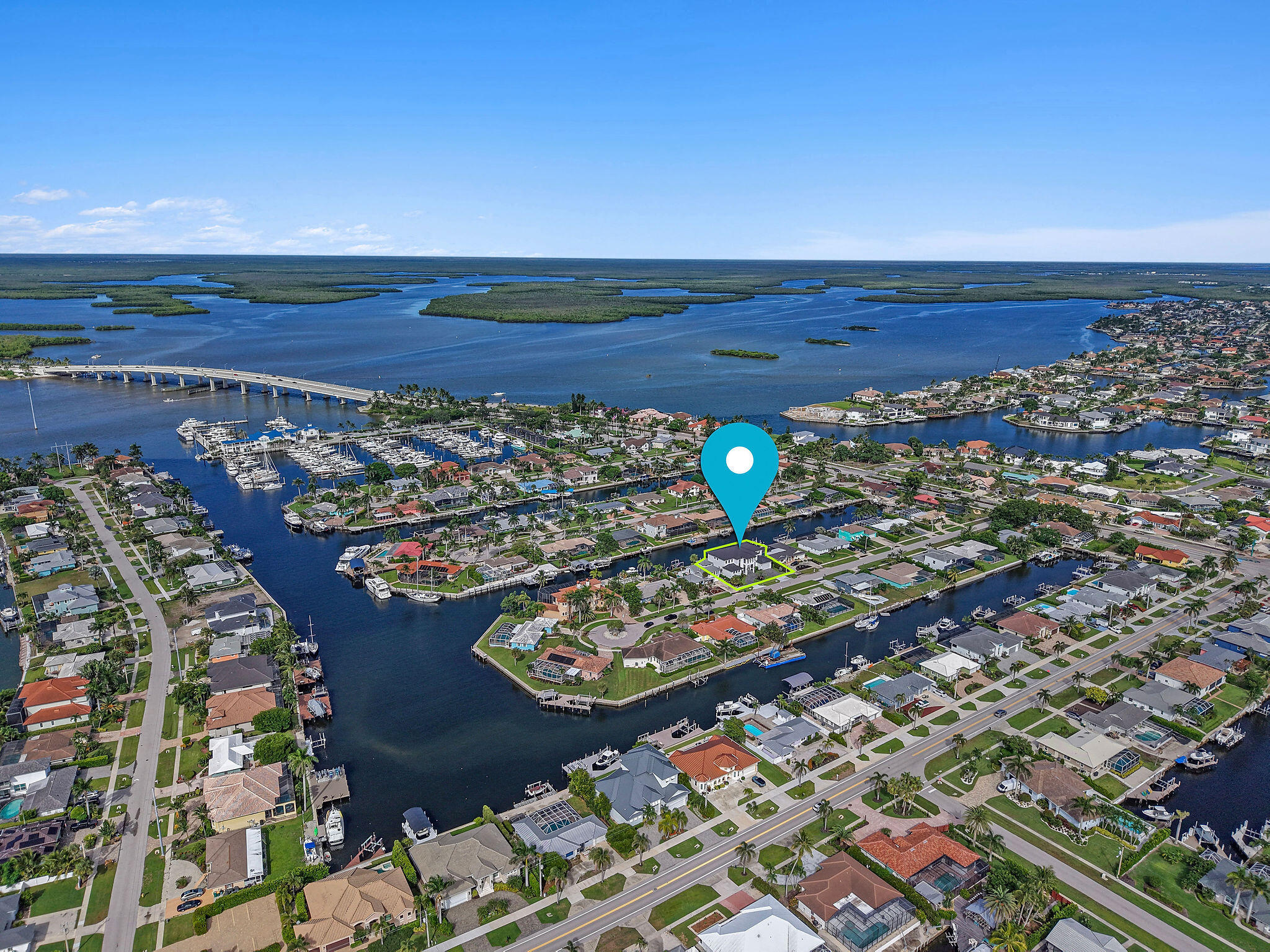 839 Chestnut Court Marco Island, FL 34145 - Photo 62 of 88 High drone view with Collier Bridge