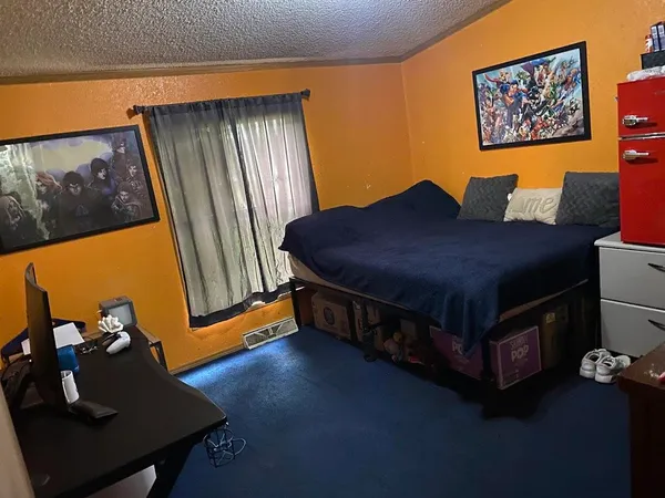 a bedroom with furniture and a window