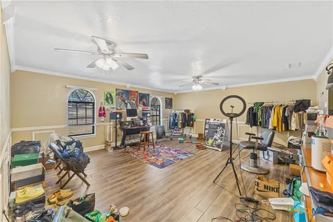 a living room with lots of furniture