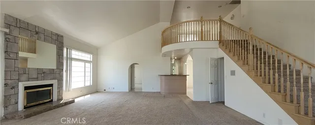a view of a livingroom with a fireplace