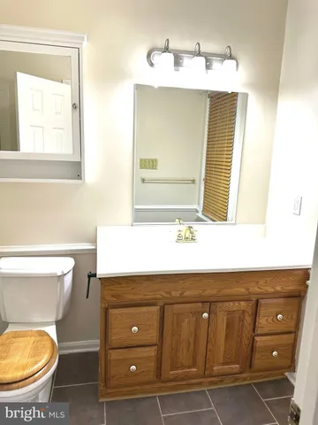 a bathroom with a sink a toilet and mirror