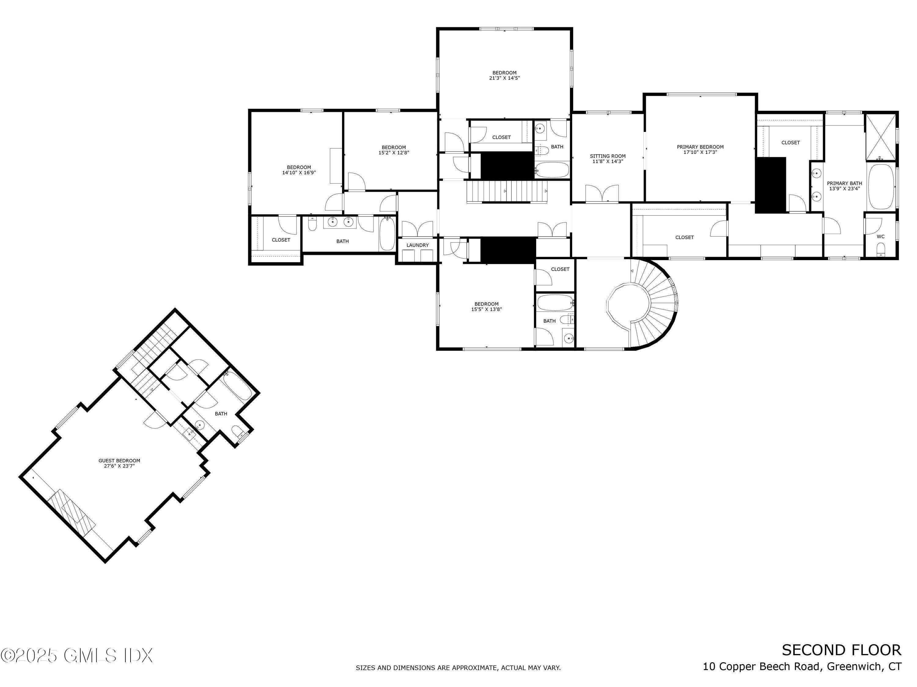10 Copper Beech Road Greenwich, CT 06830 - Photo 41 of 43 Second Level Floor Plan