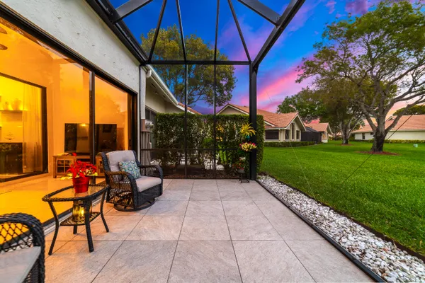 a view of a lake with a big yard
