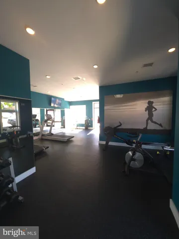 a gym hall with exercise machine