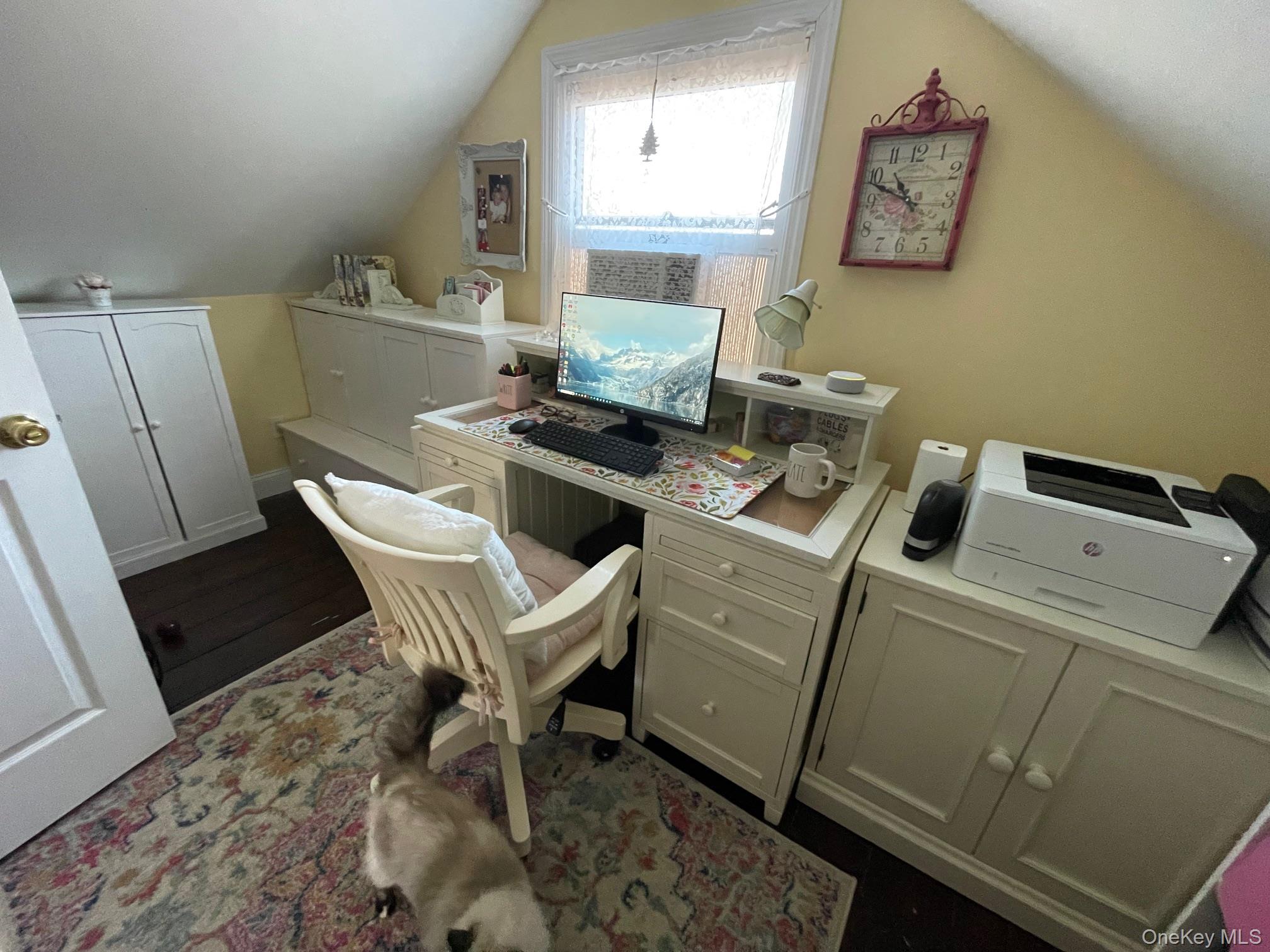 70 Shell Road Rocky Point, NY 11778 - Photo 16 of 31 Home office with vaulted ceiling and dark wood finished floors