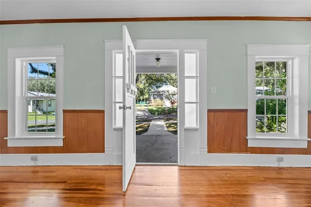 a view of a living room and a window