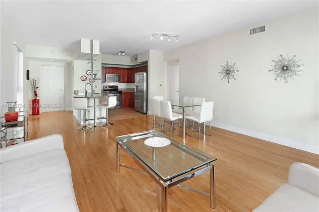 a living room with furniture