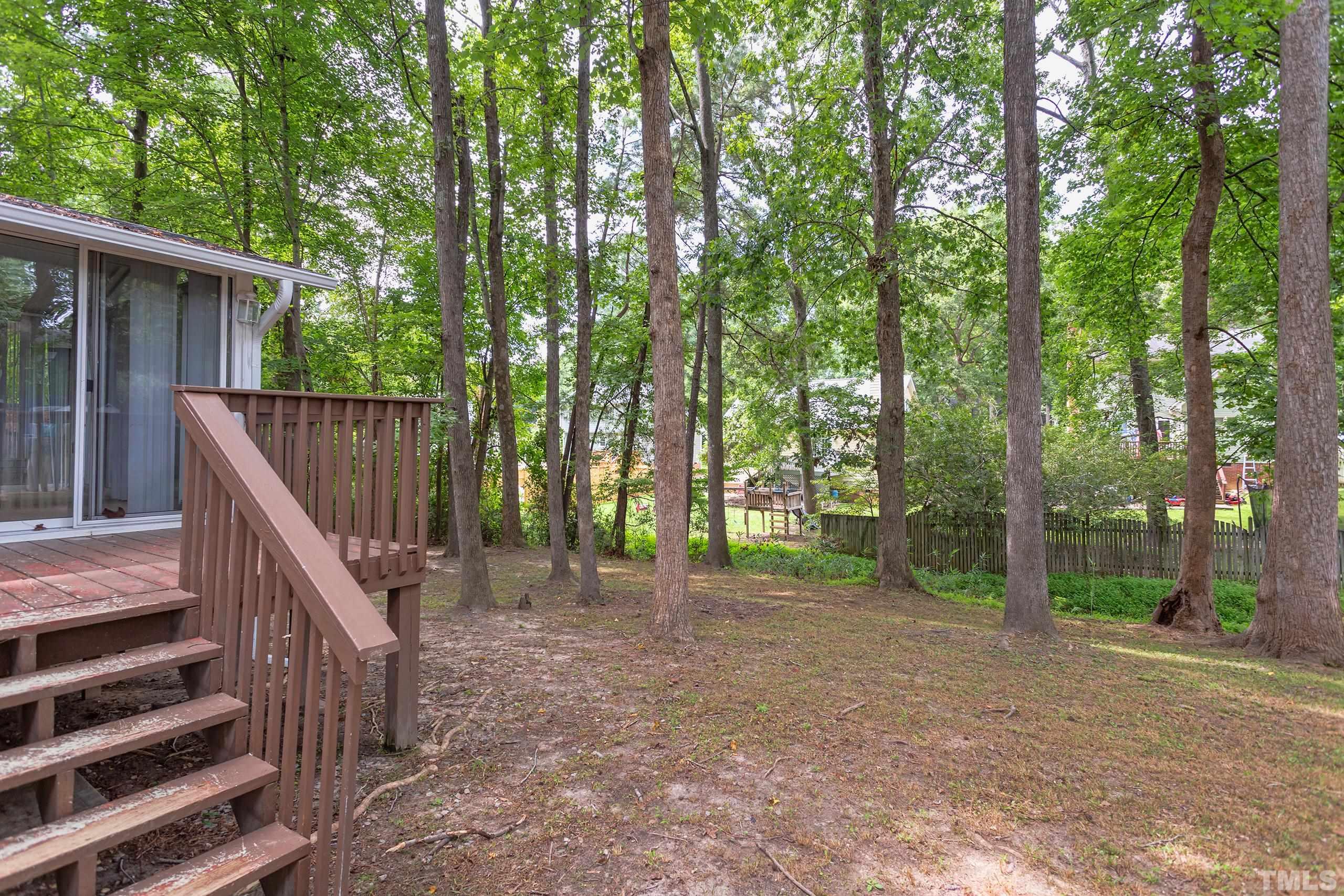 206 Eagle Tavern Drive Garner, NC 27529 - Photo 34 of 41 a view of backyard with green space and wooden fence