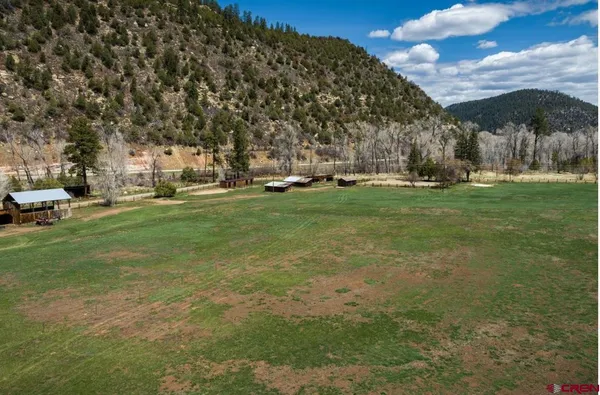 a view of a pathway both side of grassy field with shrub