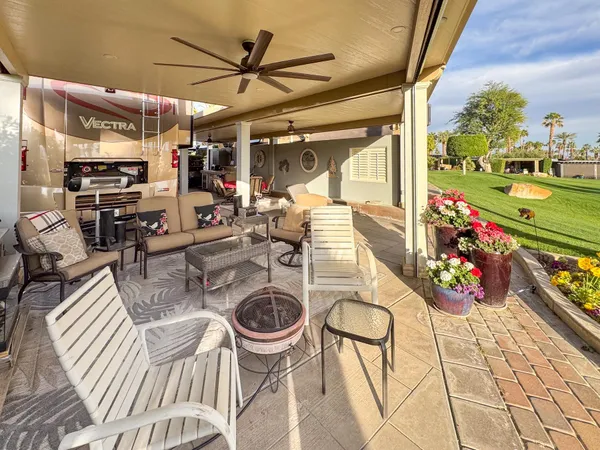 a outdoor space with furniture