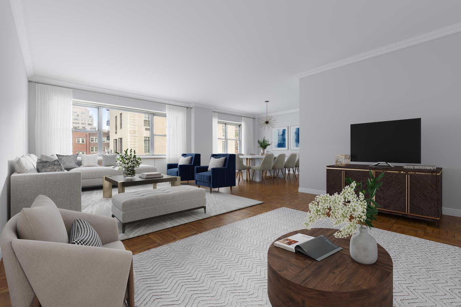 a living room with furniture and a flat screen tv