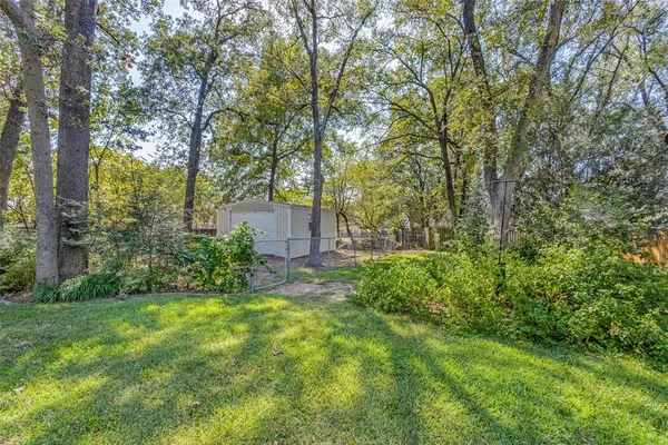 a view of a yard with a tree