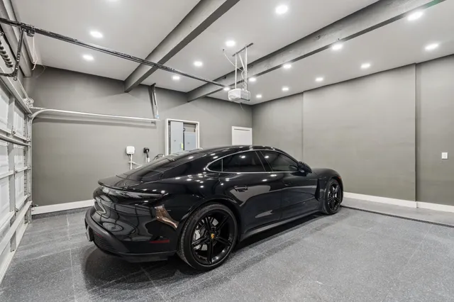 a car parked in a garage