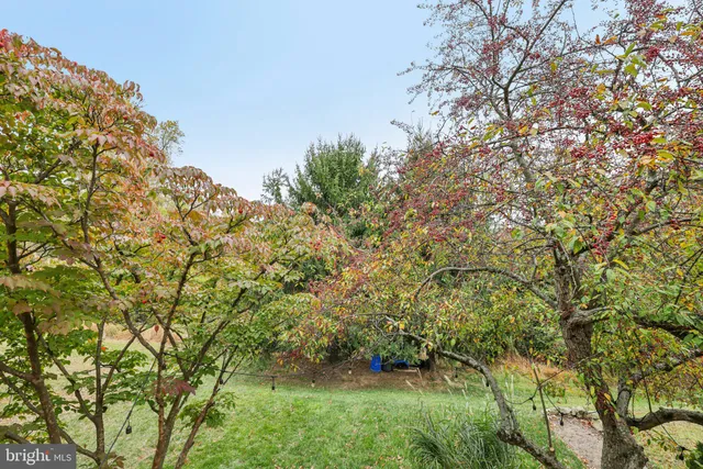 a view of a patio with a table and chairs