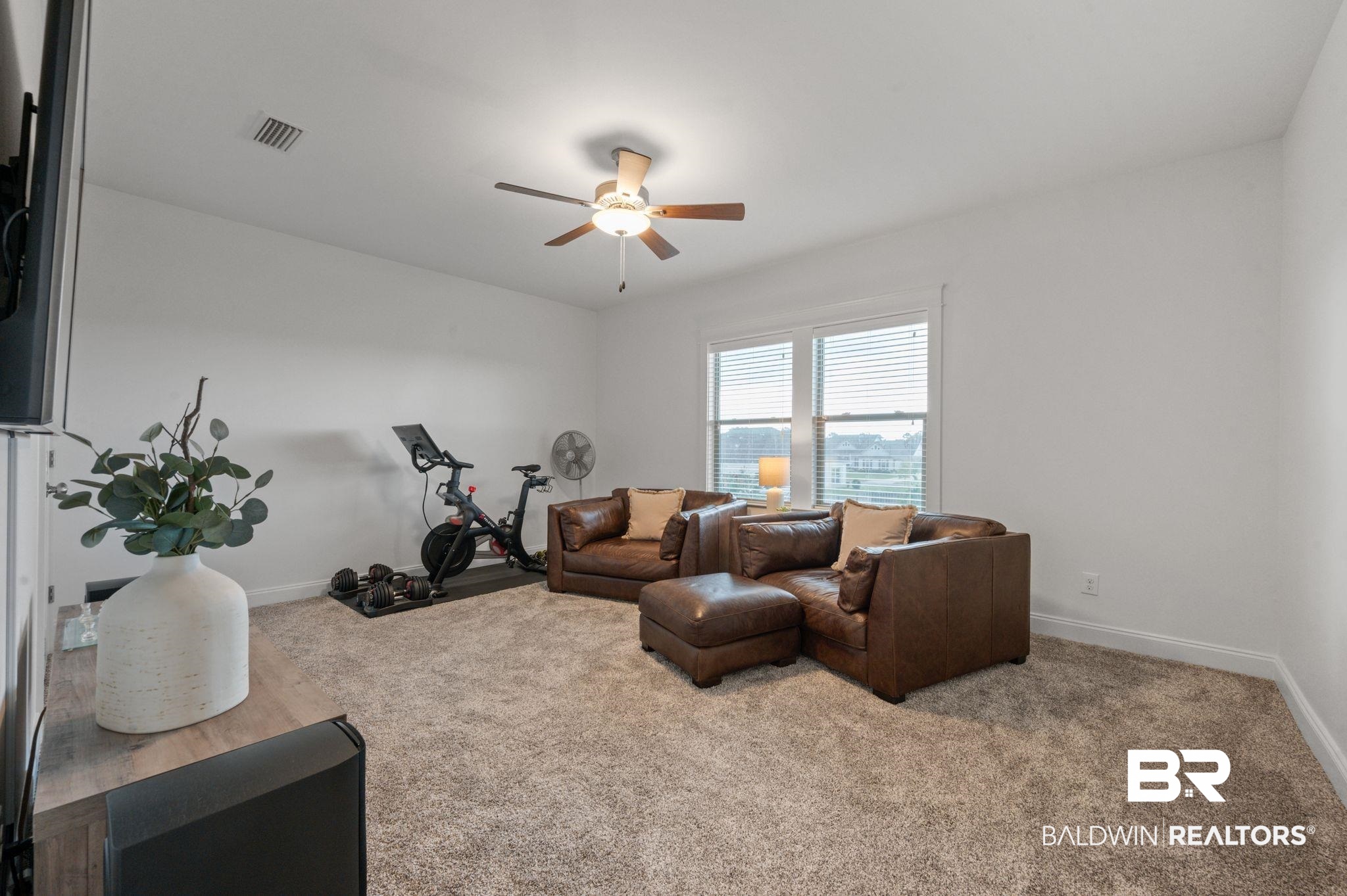 418 Fortune Drive Fairhope, AL 36532 - Photo 47 of 63 Living room with carpet floors and ceiling fan