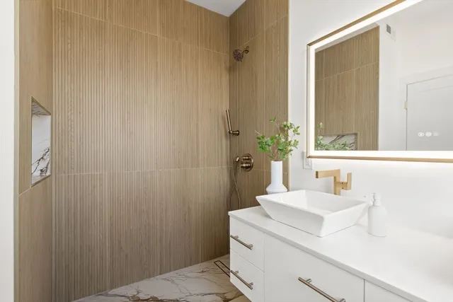 a bathroom with a shower