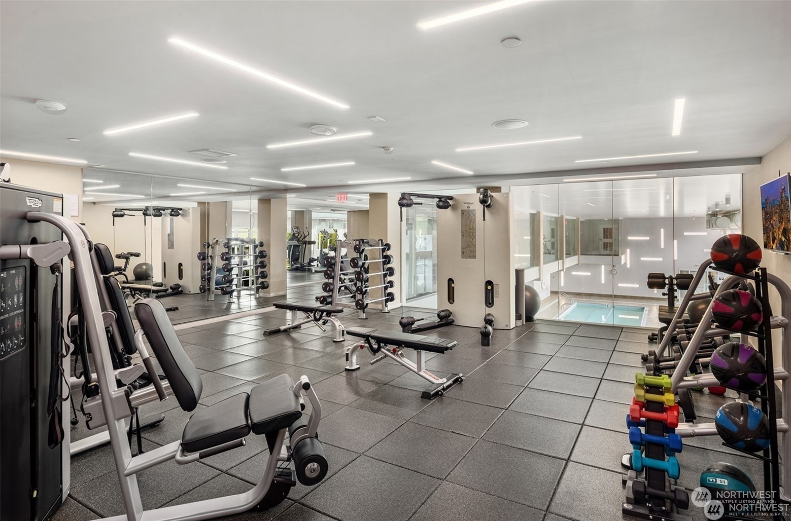 583 Battery Street, Unit 812N Seattle, WA 98121 - Photo 32 of 37 a view of a room with gym equipment