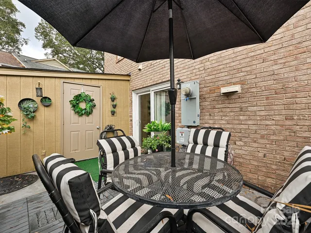 a view of outdoor seating area with furniture